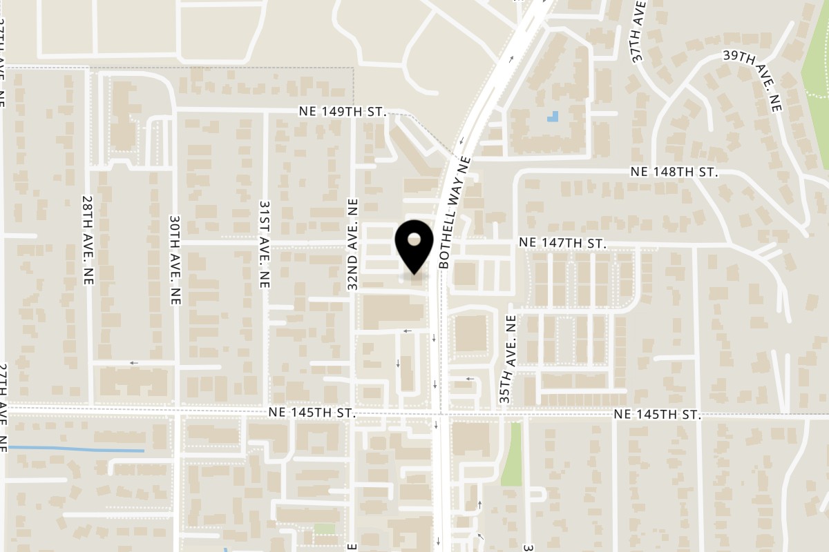 Map showing the location of THE CHENNAI CAFE on 14553 Bothell Way Northeast in Shoreline